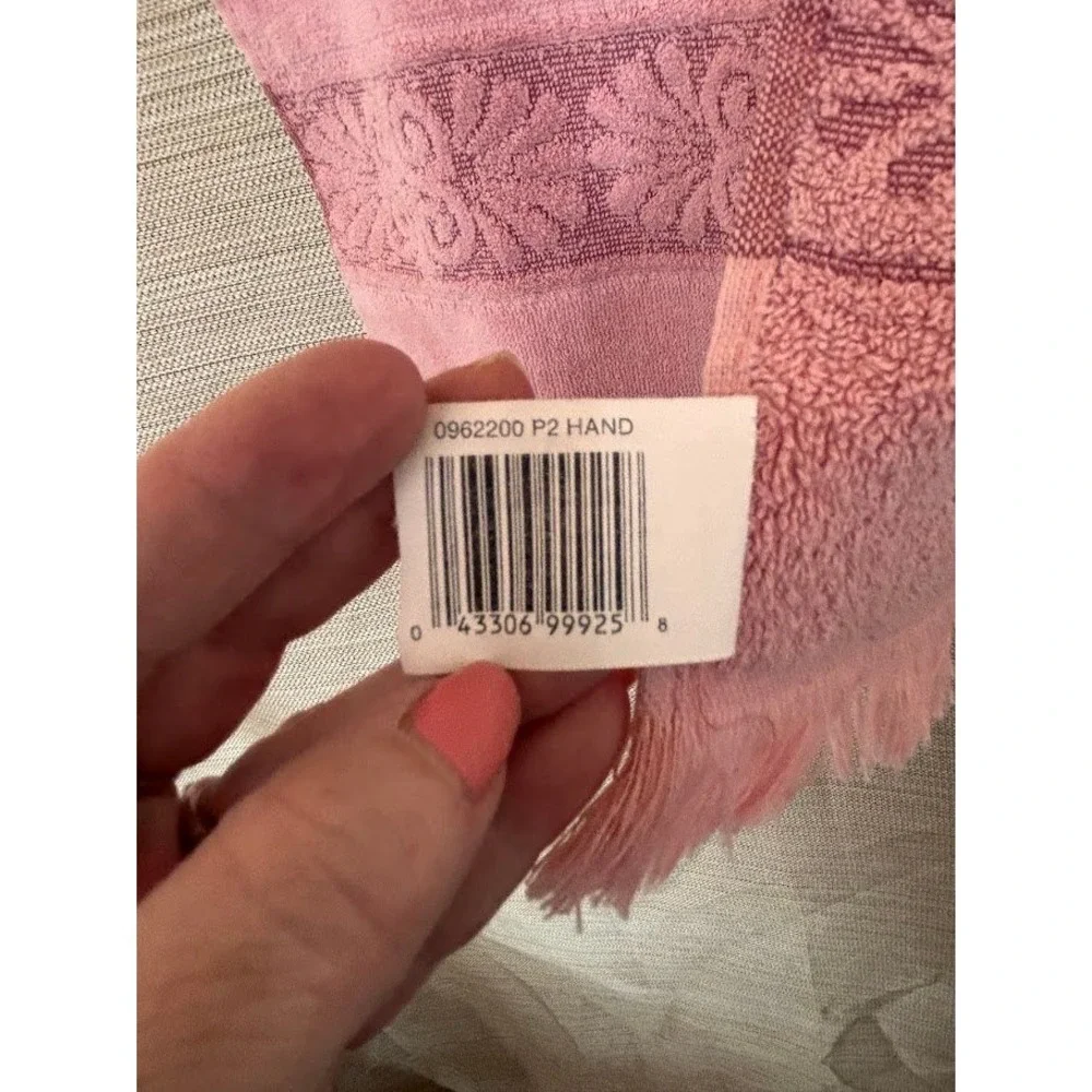 Vintage Cannon Santa Cruz Pink Hand Towel Lace Ribbon Modified Cottagecore USA